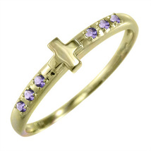 指輪 デザイン クロス アメジスト(紫水晶) 2月誕生石 イエローゴールドk18_画像3