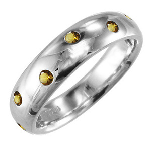 シトリン(黄水晶) 指輪 11月誕生石 ホワイトゴールドk18