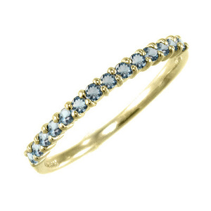  half Eternity - ring yellow gold k18 small . ring aquamarine 3 month birthstone 