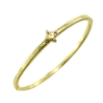 指輪 細い 指輪 一粒 (黄水晶)シトリン 11月誕生石 10kイエローゴールド 幅約1mmリング 極細_画像3