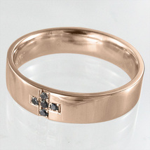 指輪 5ストーン クロス デザイン ブラックダイアモンド 4月の誕生石 18金ピンクゴールド_画像4