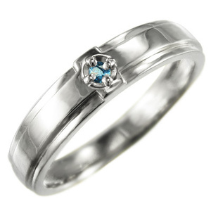  ring Pinky small finger ring k10 white gold Cross design one bead blue topaz 11 month. birthstone 