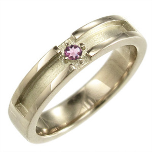 指輪 ピンクトルマリン クロス デザイン 一粒 k10イエローゴールド 10月誕生石