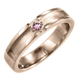 指輪 クロス デザイン 一粒 ピンクトルマリン k18ピンクゴールド 10月誕生石