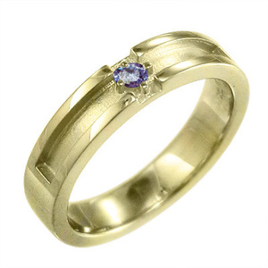 指輪 デザイン クロス 一粒 タンザナイト 18金イエローゴールド 12月誕生石