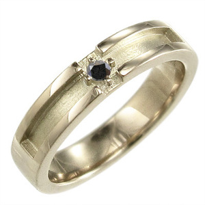 k10イエローゴールド クロス デザイン 小指 指輪 一粒 ブラックダイヤ(黒ダイヤ)