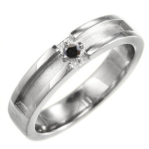 ホワイトゴールドk18 クロス デザイン 小指 指輪 一粒 ブラックダイヤ(黒ダイヤ)