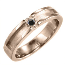 小指 指輪 一粒 クロス デザイン ブラックダイヤ k18ピンクゴールド_画像1