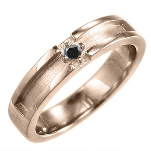 小指 指輪 一粒 クロス デザイン ブラックダイヤ k18ピンクゴールド