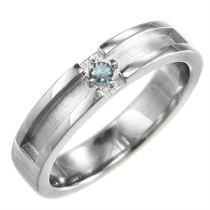 Cross Design Single Ring Aquamarine Platinum 900