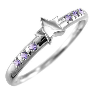 Ювелирные изделия Ringstar Amethyst (Purple Crystal) февраль Родив 18K Белое золото