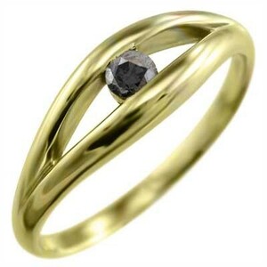 甲丸 指輪 一粒 ブラックダイヤ(黒ダイヤ) 4月誕生石 k18イエローゴールド