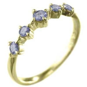  half Eternity ring five Stone tanzanite 12 month. birthstone 18 gold yellow gold 