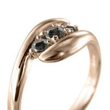 指輪 3ストーン 蛇 スネーク ブラックダイヤ 4月の誕生石 k10ピンクゴールド_画像5