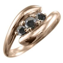 指輪 3ストーン 蛇 スネーク ブラックダイヤ 4月の誕生石 k10ピンクゴールド_画像1