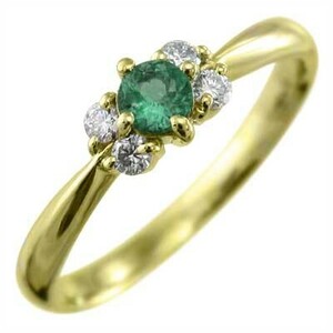  ring 5 stone emerald 5 month birthstone yellow gold k18