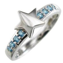 白金（プラチナ）900 指輪 ブルートパーズ(青) 11月の誕生石 星 ジュエリー_画像3