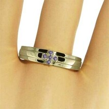 10kイエローゴールド 指輪 5ストーン アメシスト(紫水晶) 2月誕生石 クロス デザイン_画像2
