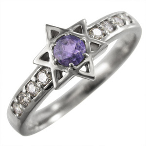 六芒星 指輪 アメジスト(紫水晶) ダイアモンド Pt900