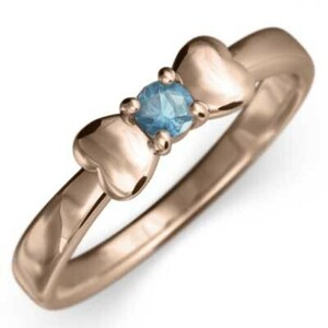  ring k10 pink gold ribbon 1 bead stone blue topaz ( blue ) 11 month birthstone 