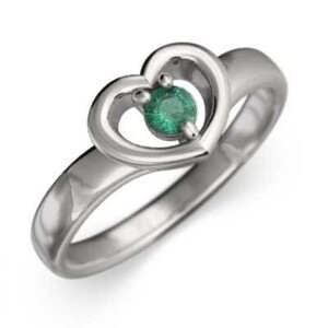  ring 1 bead stone Heart emerald k18 white gold 