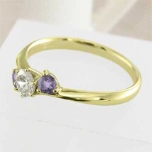 18金イエローゴールド 指輪 2月の誕生石 アメシスト(紫水晶) 天然ダイヤモンド_画像3