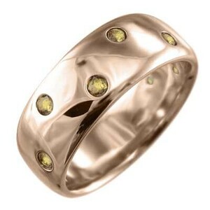 シトリン(黄水晶) 甲丸 指輪 幅広 リング 11月の誕生石 k10ピンクゴールド 約8mm幅