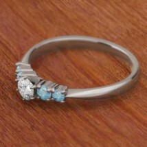 指輪 ブルートパーズ(青) 天然ダイヤモンド 10金ホワイトゴールド 11月誕生石_画像3