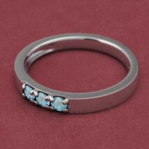 白金（プラチナ）900 指輪 3ストーン 11月の誕生石 ブルートパーズ(青)_画像3