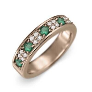  ring emerald natural diamond k18 pink gold 
