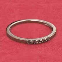 k18ピンクゴールド 平たい リング ハーフ エタニティ 指輪 5石 細い 指輪 ガーネット 1月誕生石 幅約1.5mmリング 微細_画像3