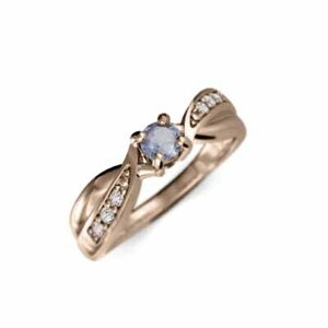 18kピンクゴールド 結婚指輪 にも 12月の誕生石 タンザナイト 天然ダイヤモンド 中央石約3.0mm