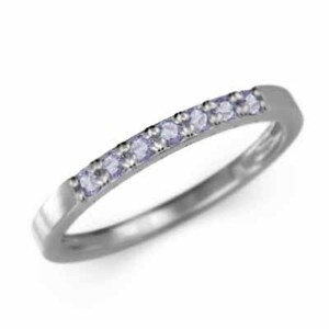 平たい リング ハーフ エタニティ 指輪 タンザナイト 細い 指輪 プラチナ900 12月誕生石 幅約1.7mmリング 細め