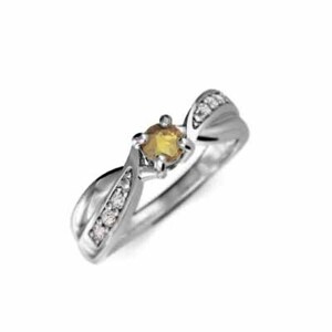 プラチナ900 結婚指輪 にも 11月の誕生石 シトリン(黄水晶) 天然ダイヤモンド 中央石約3.0mm