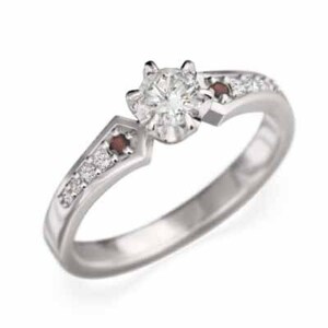 オーダーメイド 婚約 指輪 ガーネット 天然ダイヤモンド k18ホワイトゴールド 1月の誕生石