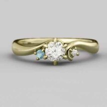 結婚指輪 にも ブルートパーズ 天然ダイヤモンド 11月誕生石 k18イエローゴールド_画像3