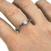 結婚指輪 にも ガーネット 天然ダイヤモンド 1月誕生石 k18ホワイトゴールド_画像6