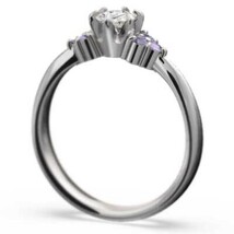結婚指輪 にも アメジスト 天然ダイヤモンド k18ホワイトゴールド 2月の誕生石_画像5