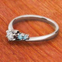 オーダーメイド 婚約 指輪 ブルートパーズ 天然ダイヤモンド プラチナ900 11月の誕生石_画像3