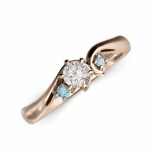  wedding ring also blue topaz ( blue ) natural diamond pink gold k18