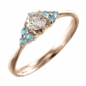  wedding ring also blue topaz natural diamond k18 pink gold 11 month. birthstone 