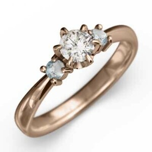 Аквамариновый натуральный бриллиантовый обычай -приготовление брачное кольцо также мартовское родовое камень K18 Розовое золото