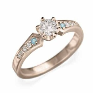 オーダーメイド 婚約 指輪 ブルートパーズ 天然ダイヤモンド k18ピンクゴールド