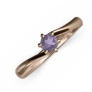 アメジスト(紫水晶) リング 一粒石 2月の誕生石 18金ピンクゴールド