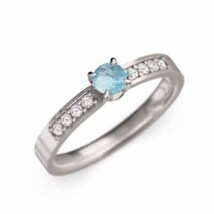 指輪 ブルートパーズ(青) 天然ダイヤモンド 11月の誕生石 18金ホワイトゴールド_画像1