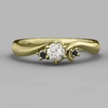 ブラックダイヤ 天然ダイヤモンド 結婚指輪 にも 4月の誕生石 k18イエローゴールド_画像3