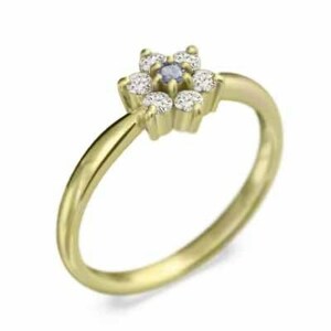 k18 yellow gold ring design flower 12 month. birthstone tanzanite natural diamond 