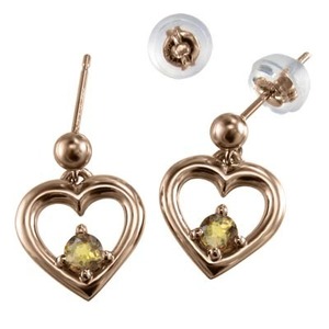  pair earrings Open Heart 1 bead stone citrine k18 pink gold 11 month. birthstone catch attaching 