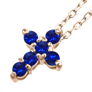 k10 pink gold pendant necklace blue sapphire 9 month birthstone .. Cross 