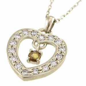 k10 колье цитрин натуральный бриллиант 11 месяц зодиакальный камень Open Heart 
